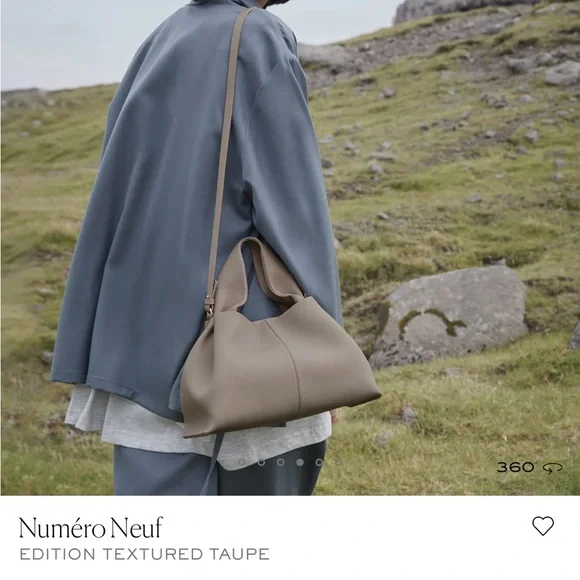 Authentic Polene Numero Neuf handbag in Textured Taupe - Picture 9 of 17